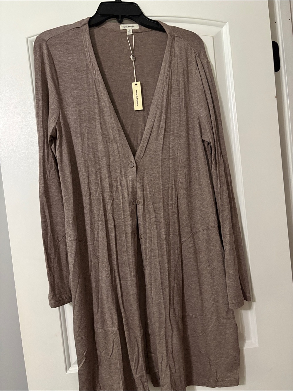 Max Studio Light Taupe Longline Cardigan